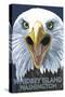 Whidbey Island, Washington - Eagle Up Close-Lantern Press-Stretched Canvas