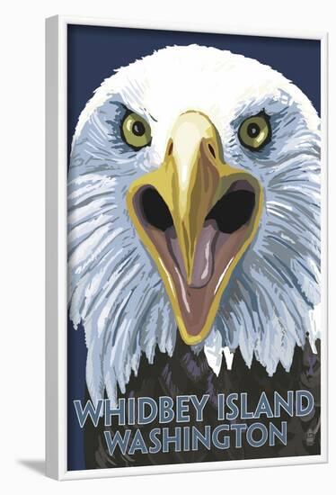 Whidbey Island, Washington - Eagle Up Close-Lantern Press-Framed Art Print