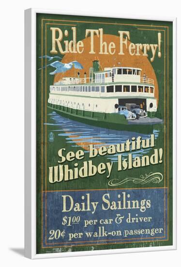 Whidbey Island, Washington - Ferry-Lantern Press-Framed Art Print