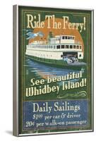 Whidbey Island, Washington - Ferry-Lantern Press-Framed Art Print