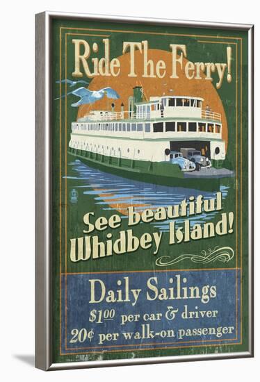 Whidbey Island, Washington - Ferry-Lantern Press-Framed Art Print