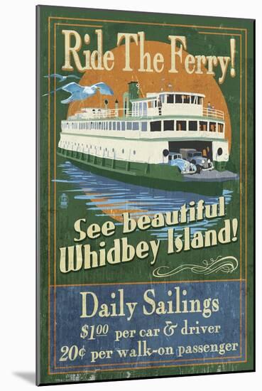 Whidbey Island, Washington - Ferry-Lantern Press-Mounted Art Print