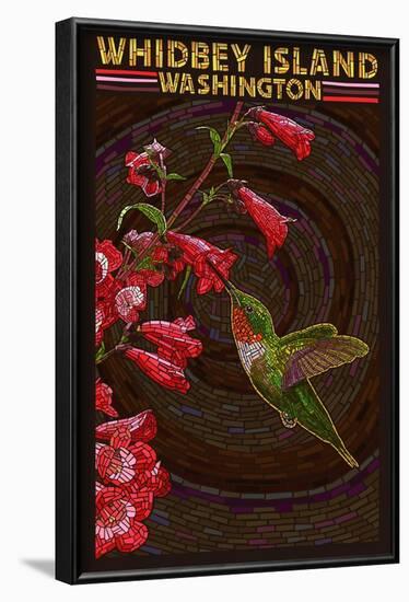 Whidbey Island, Washington - Hummingbird - Mosaic-Lantern Press-Framed Art Print