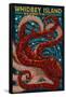 Whidbey Island, Washington - Octopus Mosaic-Lantern Press-Framed Stretched Canvas