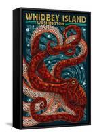 Whidbey Island, Washington - Octopus Mosaic-Lantern Press-Framed Stretched Canvas
