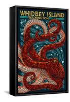 Whidbey Island, Washington - Octopus Mosaic-Lantern Press-Framed Stretched Canvas