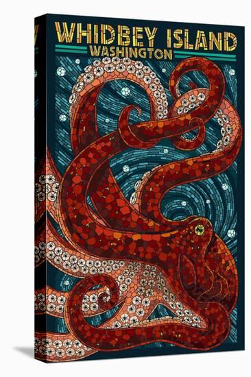 Whidbey Island, Washington - Octopus Mosaic-Lantern Press-Stretched Canvas