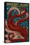 Whidbey Island, Washington - Octopus Mosaic-Lantern Press-Stretched Canvas