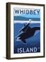 Whidbey Island, Washington - Orca and Calf-Lantern Press-Framed Art Print