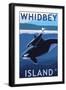 Whidbey Island, Washington - Orca and Calf-Lantern Press-Framed Art Print