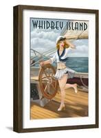 Whidbey Island, Washington - Sailor Pinup-Lantern Press-Framed Art Print