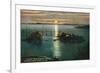 Whidbey Island, Washington - Sunset View on Puget Sound from Rosario Beach, c.1928-Lantern Press-Framed Art Print