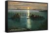 Whidbey Island, Washington - Sunset View on Puget Sound from Rosario Beach, c.1928-Lantern Press-Framed Stretched Canvas