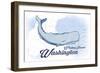 Whidbey Island, Washington - Whale - Blue - Coastal Icon-Lantern Press-Framed Art Print