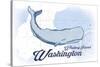 Whidbey Island, Washington - Whale - Blue - Coastal Icon-Lantern Press-Stretched Canvas