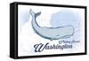 Whidbey Island, Washington - Whale - Blue - Coastal Icon-Lantern Press-Framed Stretched Canvas