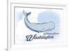 Whidbey Island, Washington - Whale - Blue - Coastal Icon-Lantern Press-Framed Premium Giclee Print