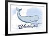 Whidbey Island, Washington - Whale - Blue - Coastal Icon-Lantern Press-Framed Premium Giclee Print