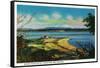 Whidby Island and Mt. Baker from Port Townsend - Port Townsend, WA-Lantern Press-Framed Stretched Canvas