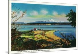 Whidby Island and Mt. Baker from Port Townsend - Port Townsend, WA-Lantern Press-Stretched Canvas