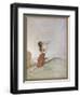 While a Girl is Playing with Fairies One of Them Perches on Her Finger-Claude Sheperson-Framed Art Print