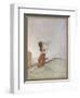 While a Girl is Playing with Fairies One of Them Perches on Her Finger-Claude Sheperson-Framed Art Print