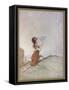 While a Girl is Playing with Fairies One of Them Perches on Her Finger-Claude Sheperson-Framed Stretched Canvas