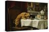 While Masters Away-Henriette Ronner-Knip-Stretched Canvas