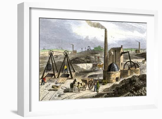 Whimsey Engine Drawing Coal in the Staffordshire Mines, England, c.1850-null-Framed Giclee Print