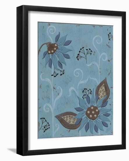 Whimsical Blue Floral I-Jade Reynolds-Framed Art Print