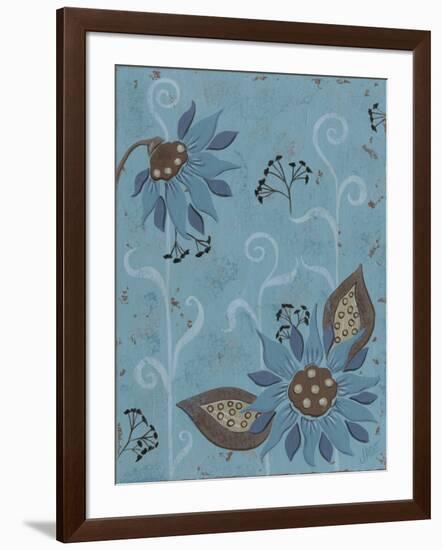 Whimsical Blue Floral I-Jade Reynolds-Framed Art Print