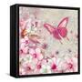 Whimsical Butterfly Pink Flowers-Megan Aroon Duncanson-Framed Stretched Canvas