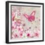 Whimsical Butterfly Pink Flowers-Megan Aroon Duncanson-Framed Art Print