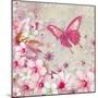 Whimsical Butterfly Pink Flowers-Megan Aroon Duncanson-Mounted Art Print