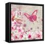 Whimsical Butterfly Pink Flowers-Megan Aroon Duncanson-Framed Stretched Canvas
