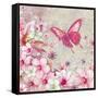 Whimsical Butterfly Pink Flowers-Megan Aroon Duncanson-Framed Stretched Canvas