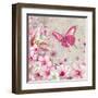 Whimsical Butterfly Pink Flowers-Megan Aroon Duncanson-Framed Art Print