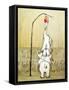 Whimsical Elephants with Red Apple-Diannart-Framed Stretched Canvas