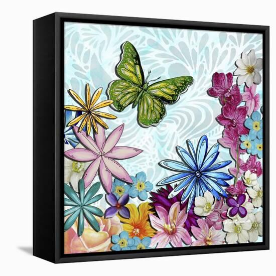 Whimsical Floral Collage 3-2-Megan Aroon Duncanson-Framed Stretched Canvas
