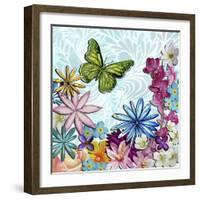 Whimsical Floral Collage 3-2-Megan Aroon Duncanson-Framed Giclee Print