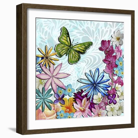 Whimsical Floral Collage 3-2-Megan Aroon Duncanson-Framed Giclee Print