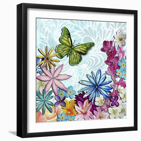 Whimsical Floral Collage 3-2-Megan Aroon Duncanson-Framed Giclee Print