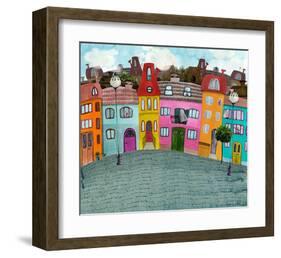 Whimsical Street with Building-null-Framed Art Print