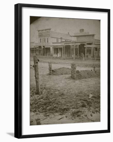 Whimsical Tombstones On Main Street-B.F. Bickel-Framed Art Print