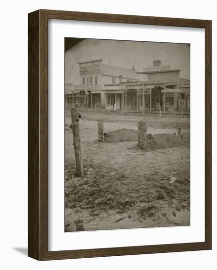 Whimsical Tombstones On Main Street-B.F. Bickel-Framed Art Print