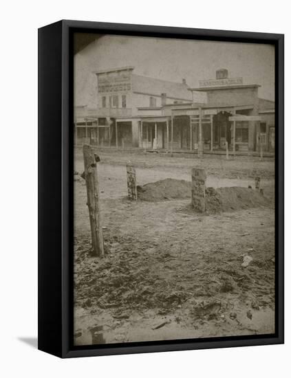 Whimsical Tombstones On Main Street-B.F. Bickel-Framed Stretched Canvas