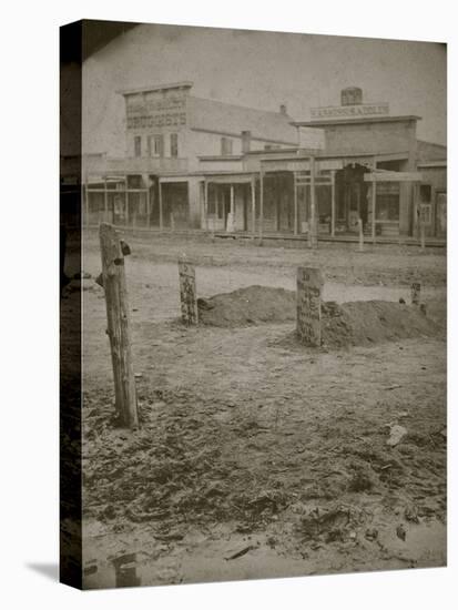 Whimsical Tombstones On Main Street-B.F. Bickel-Stretched Canvas