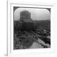 Whippet Tank on a Muddy Battlefield, Morcourt, France, World War I, 1918-null-Framed Photographic Print