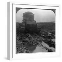 Whippet Tank on a Muddy Battlefield, Morcourt, France, World War I, 1918-null-Framed Photographic Print