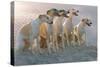 Whippets Group of Sandy Beach-null-Stretched Canvas